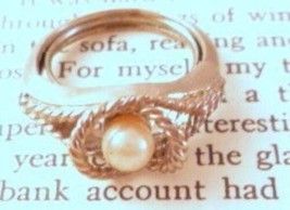 Avon signed Cultured Pearl Silver tone birds nest   Ring 1978 - £13.92 GBP