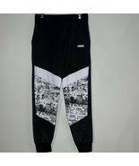 Sacred Crown sweat pants Men M black white Pattern elastic Ribbed Cuffs - $16.08 CAD