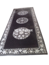 2.5&#39;x5&#39; Black Marble Top Dining Table Mother of Pearl Inlay Outdoor Mosaic Decor - £2,236.70 GBP