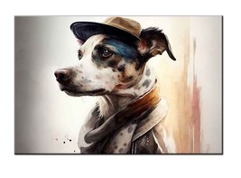 Fashionable Dog Print Dog in Trench Coat &amp; Scarf - High Quality Print Giclee - £7.50 GBP+