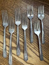 Lot of 7 ONEIDA SILVER Margate Silverplate 7-1/2&quot; dinner grill forks &amp; s... - $17.77