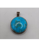 Vintage Round Turquoise Pendant stamped 925 NK Thailand - €77,80 EUR