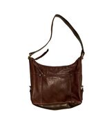 G.H. Bass Brown Leather Hobo Shoulder Bag Handbag Organizer Contrast Sti... - $20.20