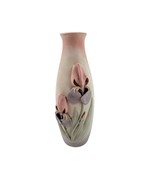 Vase 3D Floral Design Pink Purple Iris Signed McDaniel 91 Art Studio Pot... - £30.58 GBP