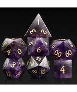 Amethyst Crystal Dnd Dice Set 7 Pcs Gemstone D&amp;D Dice With Grogeous Gift... - £63.17 GBP