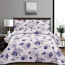 Quilt Set Beach Quilt Bedding King Lightweight Bed Spread Coverlet Starfish NEW - £42.60 GBP