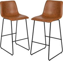 Flash Furniture Reagan 30&quot; Leathersoft Barstools With Footrest,, Light Brown - £127.41 GBP