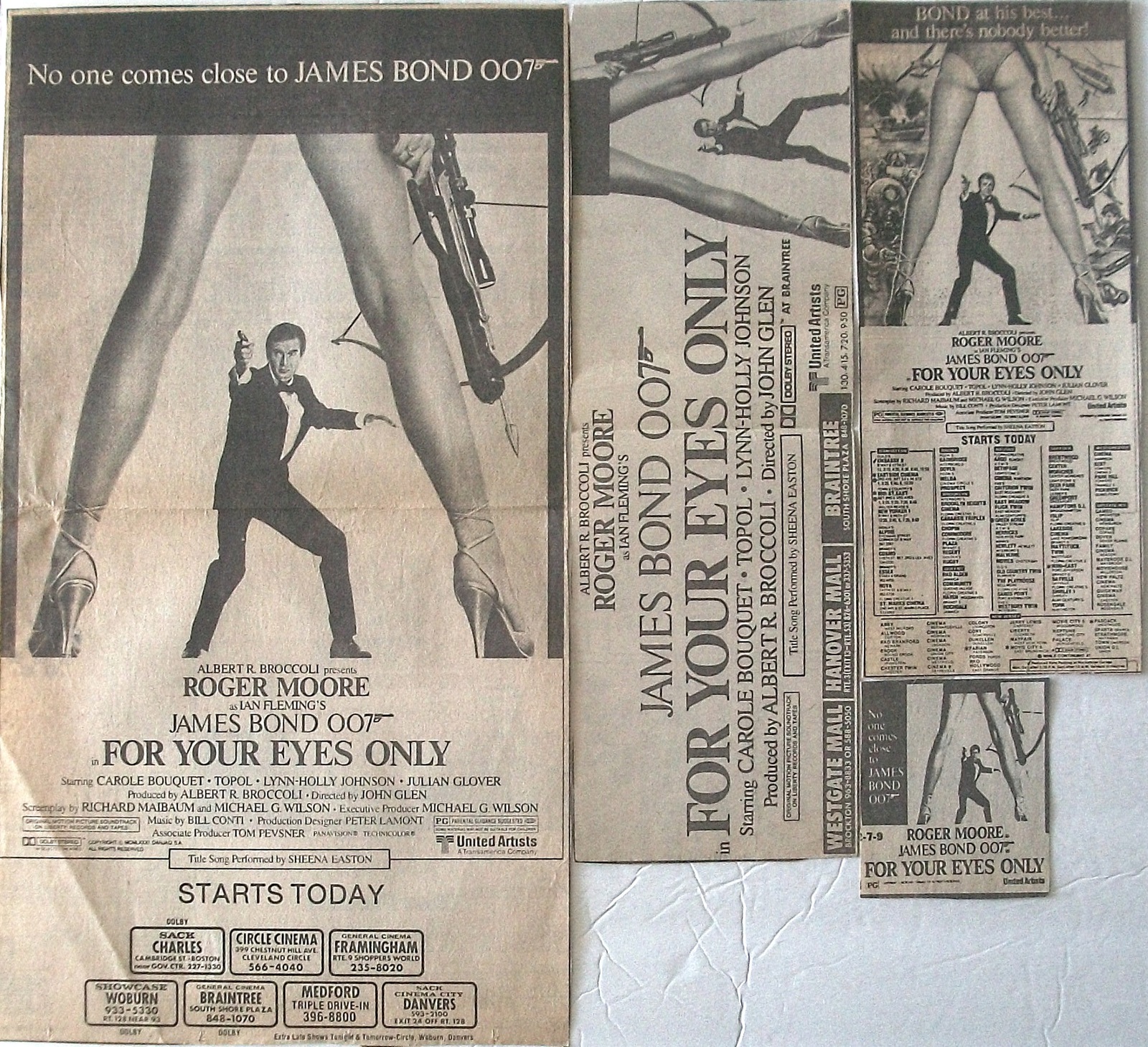 FOR YOUR EYES ONLY ~ Roger Moore, Vintage Movie Ads from 1981 ~ ADVERTIS... - $7.85
