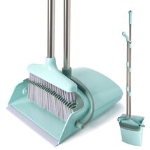 Elegant Bluish Green Long Handle Broom &amp; Dustpan Combo for Home Office C... - $39.55