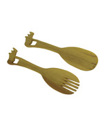 Zeckos Hand Carved Wood Decorative Animal Handle Salad Server Set - £13.24 GBP+