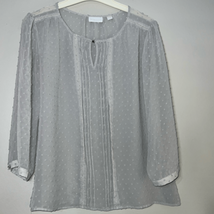 New York &amp; Company semi sheer clip dot blouse - £6.59 GBP