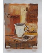 White cup Espresso Choculati S.Vassileva Resin 3D decorative plaque  6 ¼... - $6.45