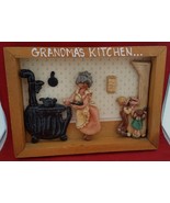 Vintage 3D Grandma&#39;s Kitch Diorama Shadow Box  Scene hand Made From Dogh  - £12.75 GBP