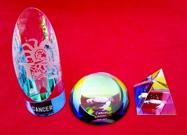 zodiac paperweight Cancer set of 3 shapes of Crystal colorful decorative - $23.36