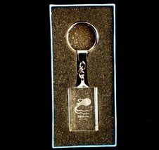 key chain Aquarius zideac engraved Transparent crystal white silver free... - $12.95