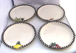 Robin Sterling 8½”ceramic plates set, fruits decoration made for Barneys N.Y - £10.38 GBP