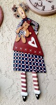 AMERICANA WALL DÉCOR 27”  PLAQUE GIRL WITH A BEAR RED BLUE WHITE LAYERED... - £9.59 GBP