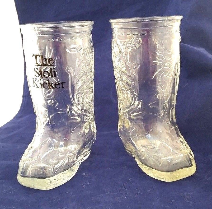 2 boot shaped Vodka 6" beer mugs Collectible Libbey glass - £10.47 GBP