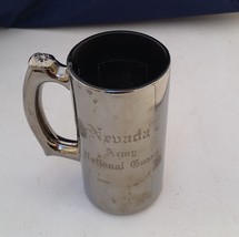  Nevada Army National Guard mirror finish sliver glass Vintage beer mug ... - $6.92