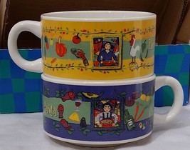 2 porcelain mugs soup coffee tea mugs Italian chef  from Imagination In ... - $8.99