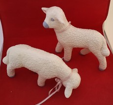 Lamb /Sheep  Set 2 Decorative Vintage Ceramic Figuren  White Blue Pink 7 ¾”High - £11.76 GBP