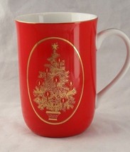 Otagiri Japan coffee tea Mug Red and gold Christmas tree for Gibson Gree... - $8.99