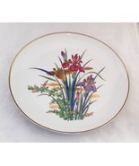 Iris flower Decorative 10” white porcelain plate gold purple lavenders g... - £7.95 GBP