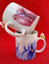 Butterfly Blue Iris, 2 Mugs 3D Red rose flowers white Periclean Target Home - £7.13 GBP
