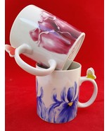 Butterfly Blue Iris, 2 Mugs 3D Red rose flowers white Periclean Target Home - £7.14 GBP