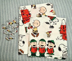 Peanuts Shower Curtain &amp; 12 Hooks Charlie Brown Christmas with Snoopy Woodstock - $49.45