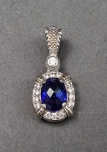 Judith Ripka Sterling Silver Simulated Blue Sapphire Diamonique Enhancer... - £199.58 GBP