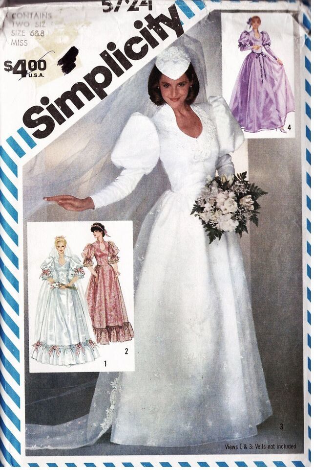 Misses Bride & Bridesmaid Dress Vtg 1982 Simplicity Pattern 5724 Size 6,8 UNCUT - $45.00
