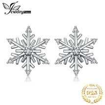 JewelryPalace Elegant Snowflake Cubic Zirconia 925 Silver Stud Earrings for Wome - £15.23 GBP