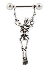 1 Piece Hanging Skeleton Nipple Bar -  Jewellery Barbell Piercing Surgical Steel - £9.75 GBP