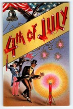 4th Of July Postcard Uncle Sam Eagle Fireworks Skyrocket Embossed AW San... - $33.25