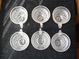 6 Vintage Pressed Glass  Wexford Punch Cups by Anchor Glass Co. USA. - $29.63