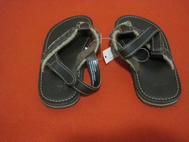 GAP Baby Boy Brown Faux Leather Braid Strap Slippery Resist Slip-on Sandals Sz 9 - £15.85 GBP