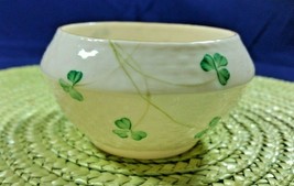 Vintage 1980&#39;s Irish Belleek Porcelain Shamrock Basket Weave Open Sugar Bowl - £25.30 GBP