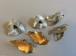 VTG Lot of  3 silver &amp; gold tone metal leaf clip earrings Coro Sarah Coventry - £27.69 GBP