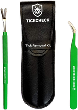 Stainless Steel Tick Remover Kit with Tweezers &amp; Leather Case - £14.74 GBP