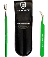 Stainless Steel Tick Remover Kit with Tweezers &amp; Leather Case - £14.61 GBP