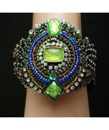 Hypnotic Gypsy Cuff Bracelet Dramatic Wide beaded rhinestone beauty - £122.83 GBP