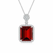 ANGARA Lab-Grown Ruby Pendant Necklace for Women in Silver (12x10mm, 6.25 Ct) - £1,537.31 GBP