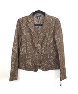 NWT DKNY Blazer Suit Top Brown Brocade Retail $345 Women&#39;s Size 10 - $148.45