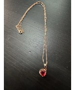 585 14K RG Stamped Nugget Red Garnet Gemstone Pendant 19” Necklace Clasp... - $911.17 MXN
