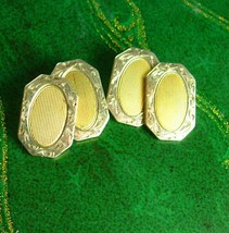 Antique Victorian Cufflinks yellow &amp; white Gold Filled Fine Jewelry wedding esta - £87.00 GBP
