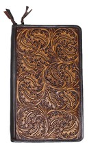 Women&#39;s Western Antique Oak Leaf Hand-Tooled Leather Travel Jewelry Case... - $69.29