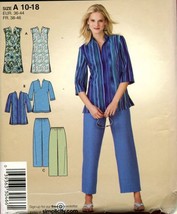 Simplicity 3824 Asian Inspired Wear Tunics Dress &amp; Pants Sz 10 12 14 16 ... - $4.00