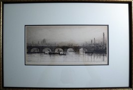 FRANK HARDING c1885 Original Signed Etching Westminster Bridge London Framed  - £208.69 GBP