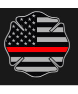 Firefighter Tribute Decal Thin Red Line Maltese Cross USA Flag (5 inch, ... - $12.40 CAD
